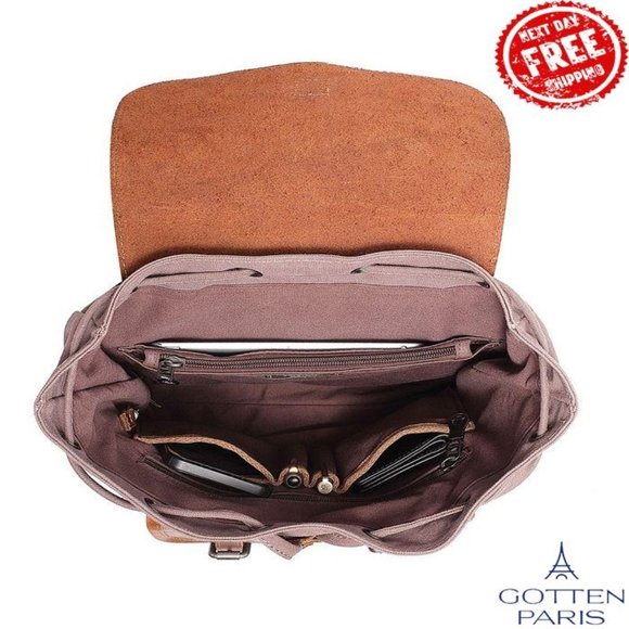 TSD BRAND Bigleaf Canvas Backpack Brown Women's Bag - Picture 4 of 12